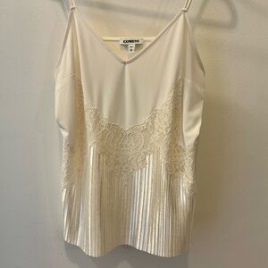 Express Women's Cream/White Lace Camisole | Medium